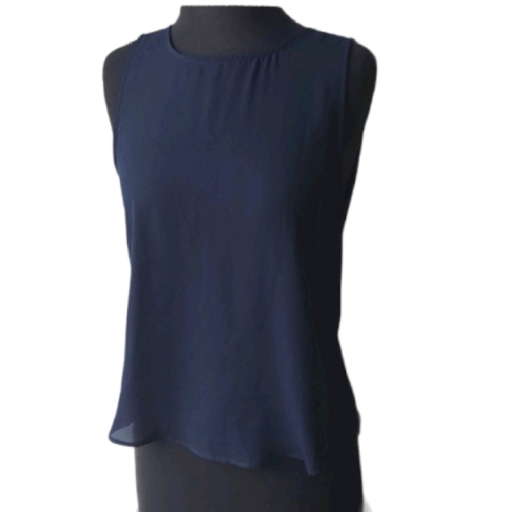 Navy Blue Open Back Blouse - Medium